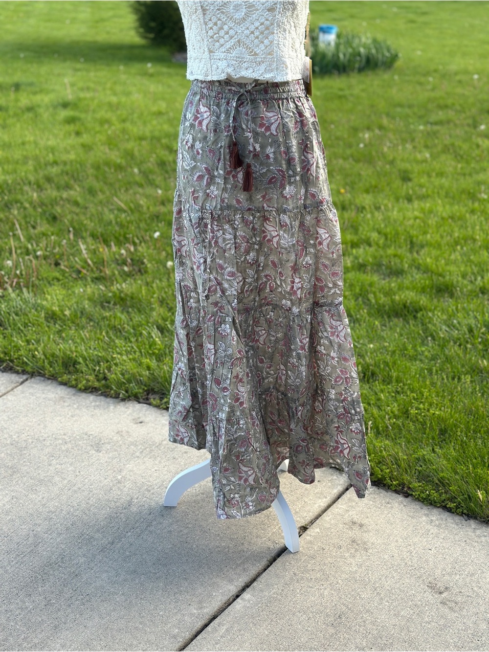Cotton Tiered Maxi Skirt